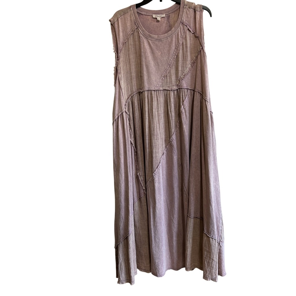 Oli & Hali Sleeveless Midi Dress S Mauve Purple Patchwork Mineral Wash Boho